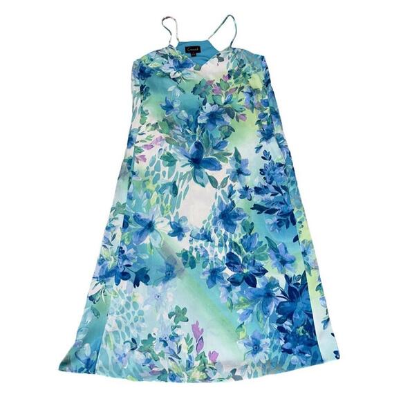 Connected Apparel Dress Size 4 Blue Floral  NWOT With Side Pockets - Picture 1 of 5